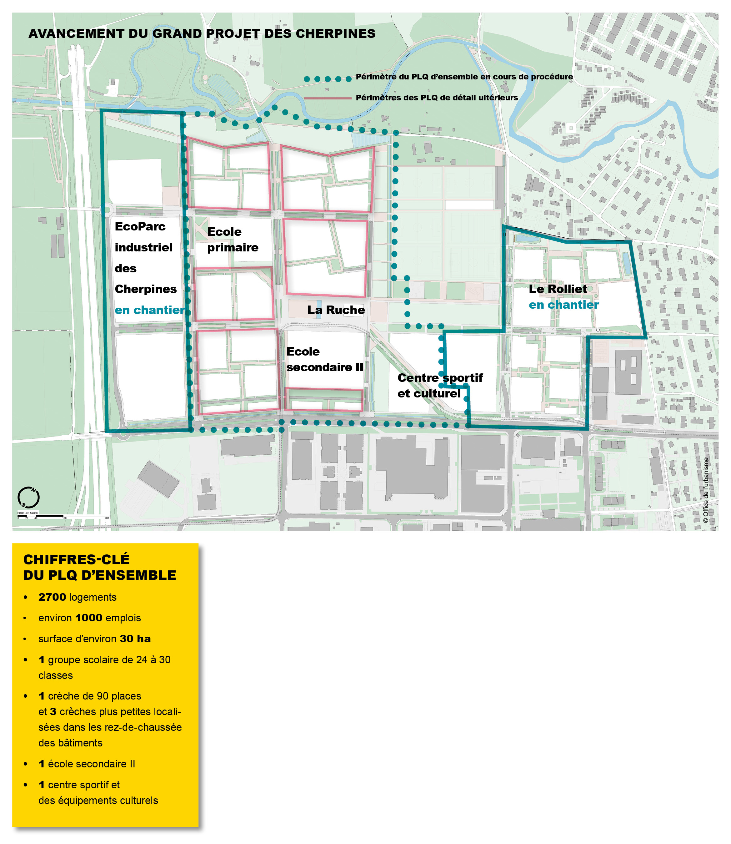 Carte d'avancement du grand projet des Cherpines