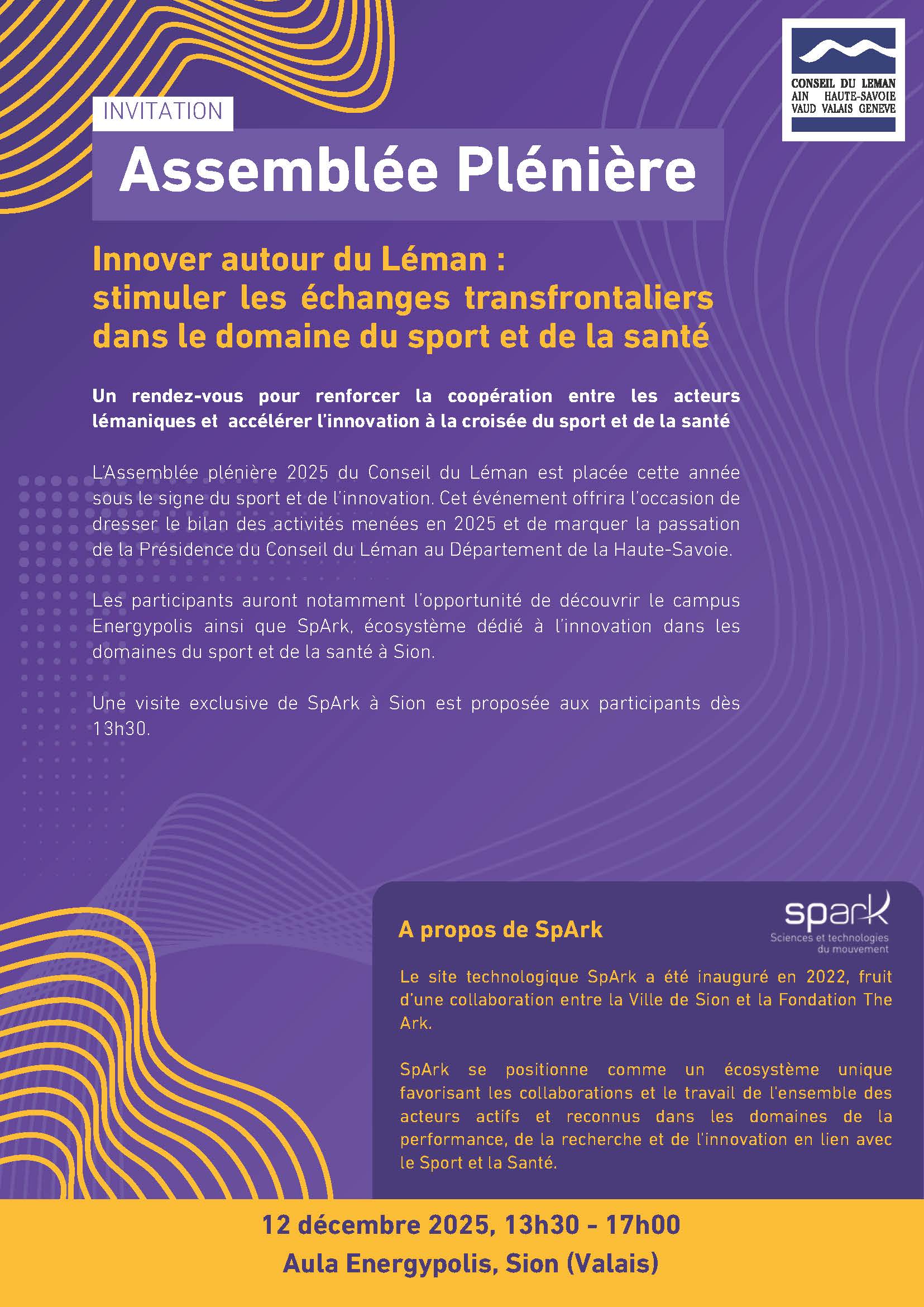 Invitation à l'Assemblée plénière 2025 du Conseil du Léman