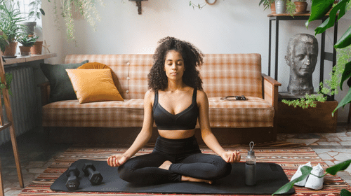 Jeune femme en position de yoga