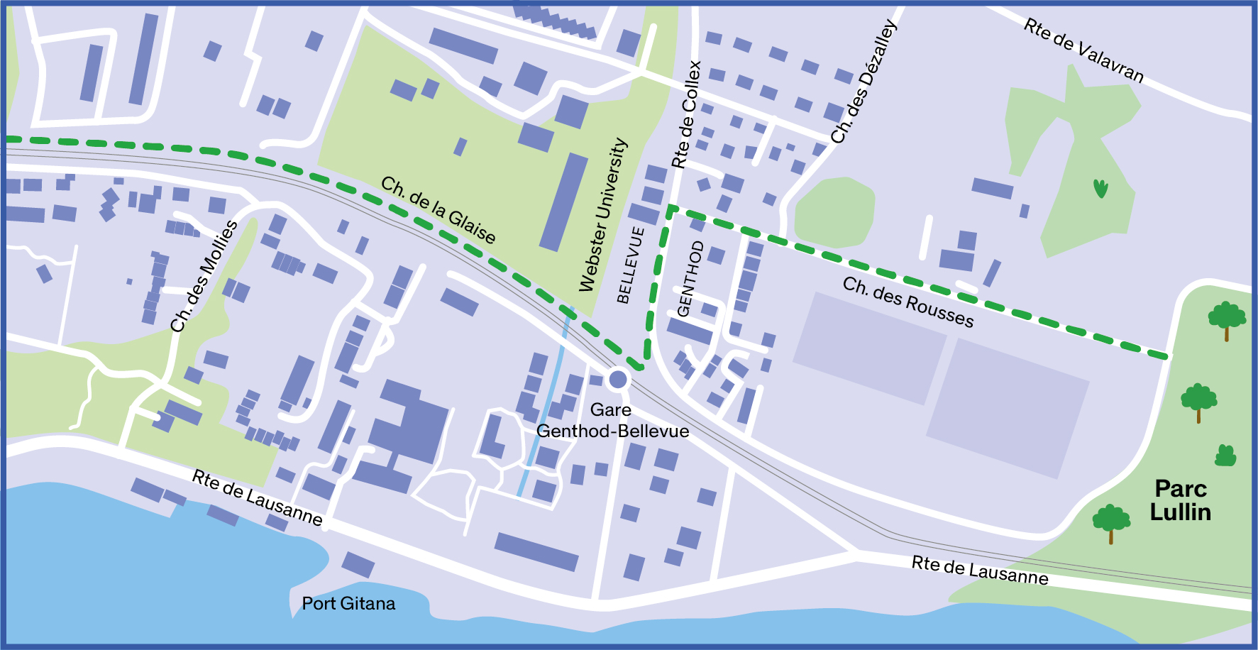 Tracé Voie verte Genève-Versoix à Genthod