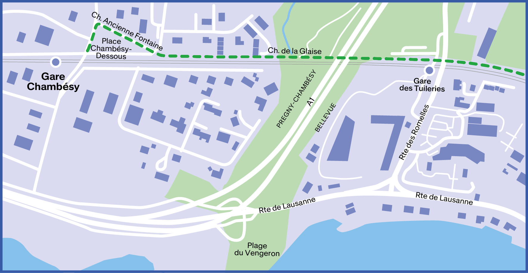 Tracé Voie verte Genève-Versoix à Pregny-Chambésy