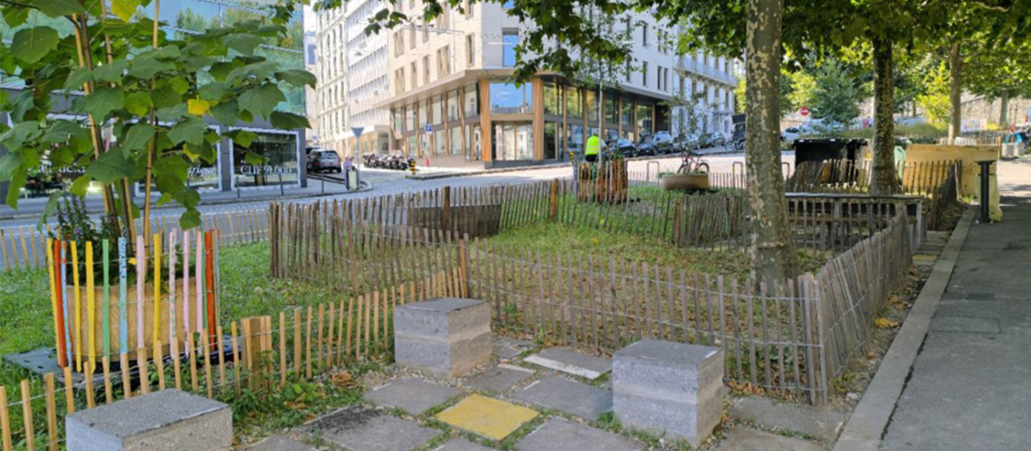Désimperméabilisation et réemploi des matériaux à la rue Dalcroze (photo: Frederic Bachmann)