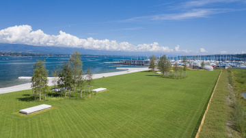 Le parc de la Plage Publique des Eaux-Vives (août 2020) © Etat de Genève Plage Publique Eaux-Vives