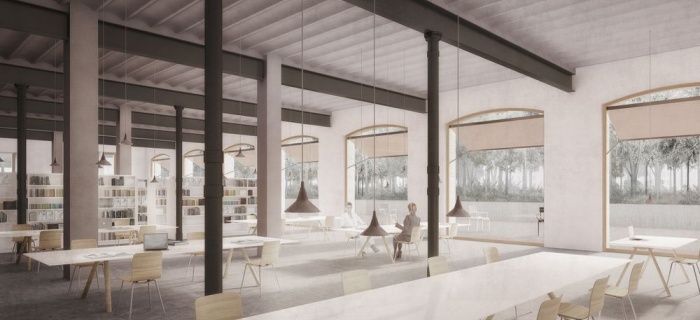 Les chercheurs disposeront d'une vaste salle au rez-de-chaussée (© Pont12 architectes) Salle de consultation du futur Hôtel des archives