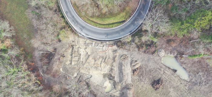Vue aérienne de la fouille de Chancy (2022)