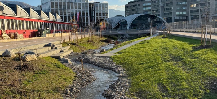 Mise en eau de la Drize suite à sa première étape de remise à ciel ouvert entre les quartiers de l’Etoile et des Acacias