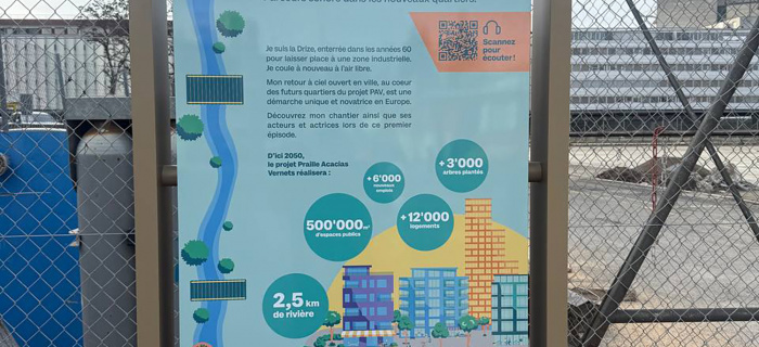 le 1er totem du parcours sonore à proximité de Sicli