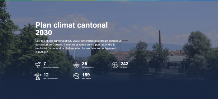 Page principale du suivi clan climat cantonal 2030