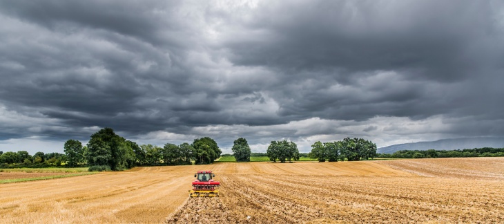 Campagne  genevoise et tracteur