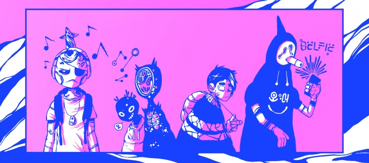 détail d'une planche de Sam Fagnart