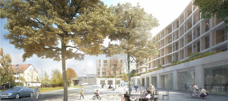 Vue de la Place de St-Mathieu (Opalys Project SA - Image de synthèse - widmann architectes) Vue de la Place de St-Mathieu (Opalys Project SA - Image de synthèse - widmann architectes)