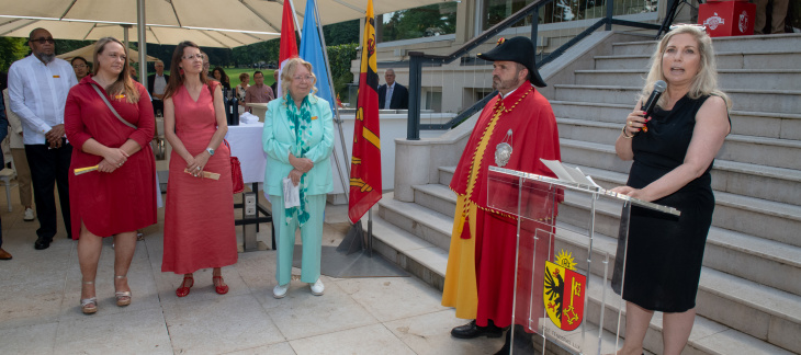 Carole-Anne Kast et Anne Hiltpold, conseillères d'Etat, Tatiana Valovaya, directrice générale de l'Office des Nations Unies à Genève, et Nathalie Fontanet, présidente du Conseil d'Etat 
