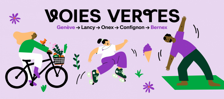 La Voie verte Genève-Bernex (dessins Noémie Creux) La Voie verte Genève-Bernex (dessins Noémie Creux)