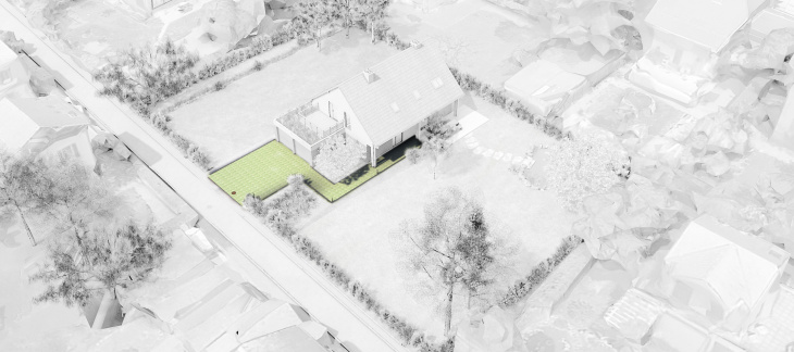 Vue sur un revêtement perméable à la parcelle (Pixalab pour l'office cantonal de l'eau)