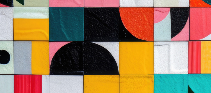 mosaïque de formes diverses aux couleurs vives