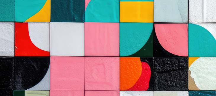 mosaïque de formes diverses aux couleurs vives