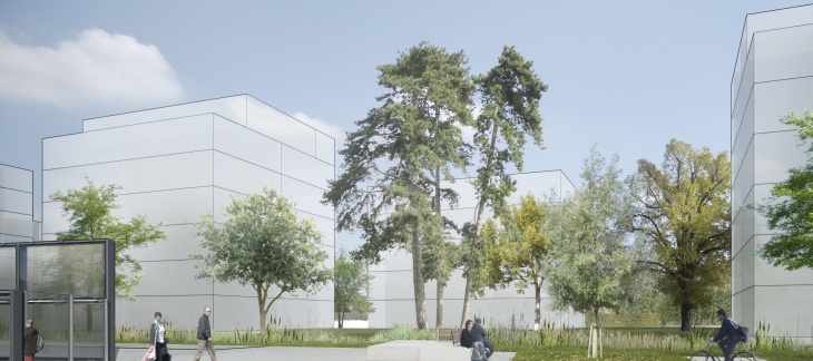 Projet de quartier Chemin de la Mousse - Vue depuis la place de la Gare © PIXALAB